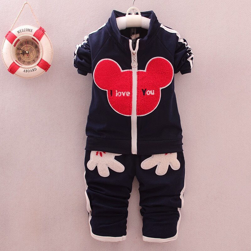 Autumn Casual Suits Cute Cartoon 1-3 T Baby Boy Girl Running Set Kids Cotton Sports Suit Sweater Sets